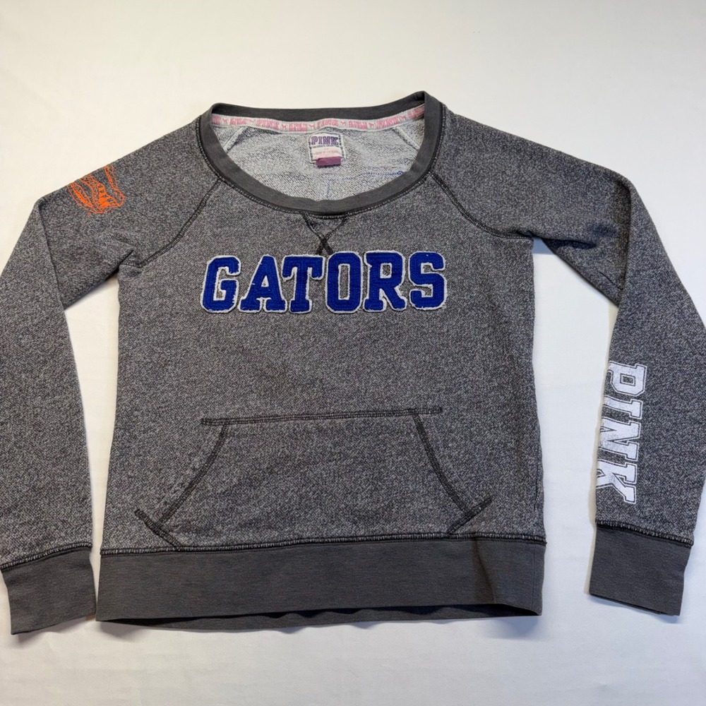 PINK Florida Gators Varsity Sweatshirt Y2K Collegiate Gray Pullover S Baby Fit